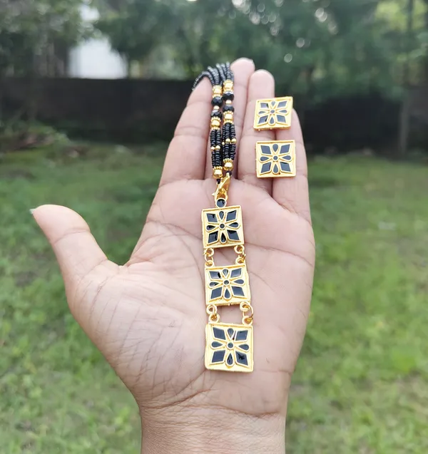 Assamese_Traditional_Gold_Plated_Black_Meenakari_Tassel_Jewellery_Set_For_Women_&_Girls