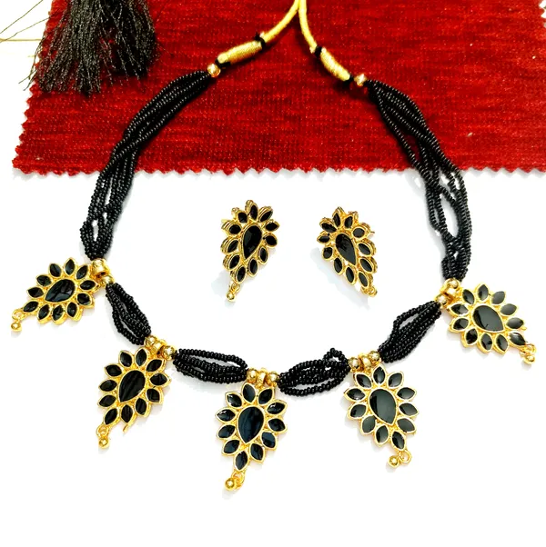 Assamese_Traditional_Gold_Plated_Black_Meenakari_Golpata_Necklace_Set_For_Women
