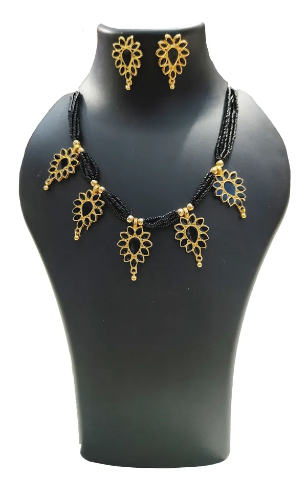 Assamese_Traditional_Gold_Plated_Black_Meenakari_Golpata_Necklace_Set_For_Women