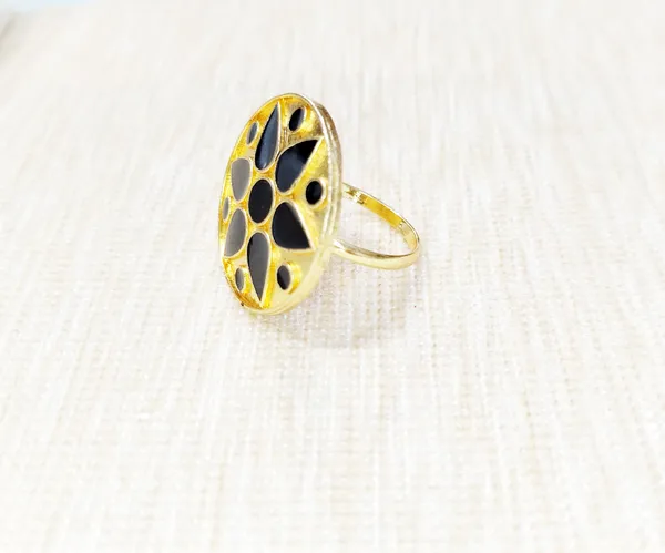 (Pack_Of_2)_Assamese_Traditional_Gold_Plated_Black_Meenakari_Japi_Design_Finger-Ring_For_Women_&_Girls