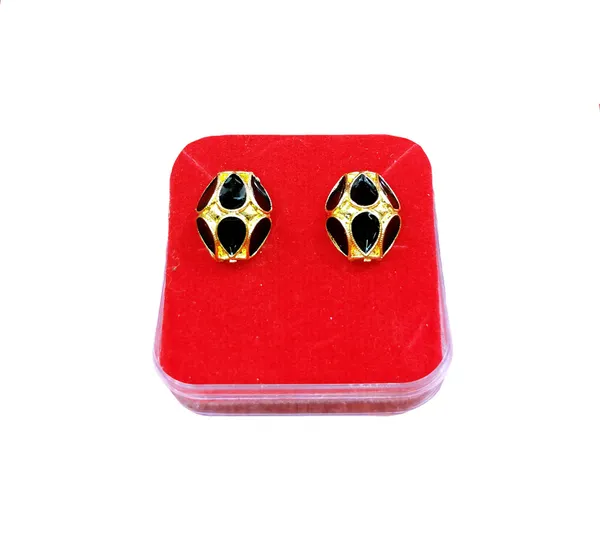 (Pack_Of_2)_Assamese_Traditional_Gold_Plated_Black_Meenakari_Top_Earring_Set_For_Women_&_Girls