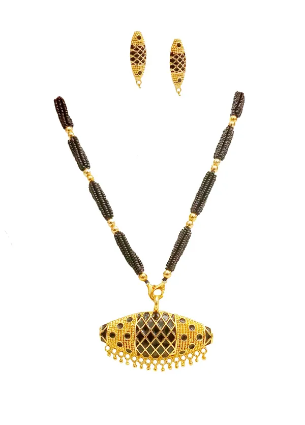 Assamese_Traditional_Gold_Plated_Black_Meenkari_Dholbiri_Tassel_Jewellery_Set_For_Women_&_Girls