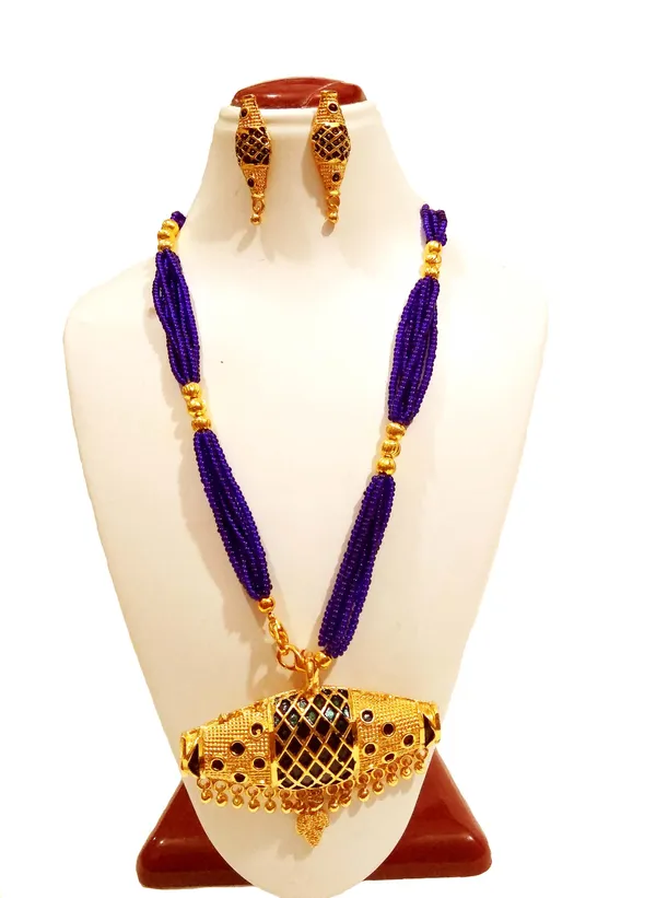 Assamese_Traditional_Blue_Dhulabari_Tassel_Jewellery_Set