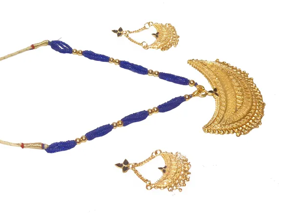 Assamese_Traditional_Gold_Plated_Blue_Colour_Joonbiri_Tassel_Jewellery_Set_For_Girls_&_Women