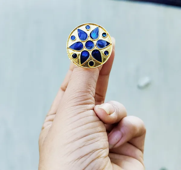 (Pack_Of_2)_Assamese_Traditional_Blue_Meenakari_Japi_Finger_Ring