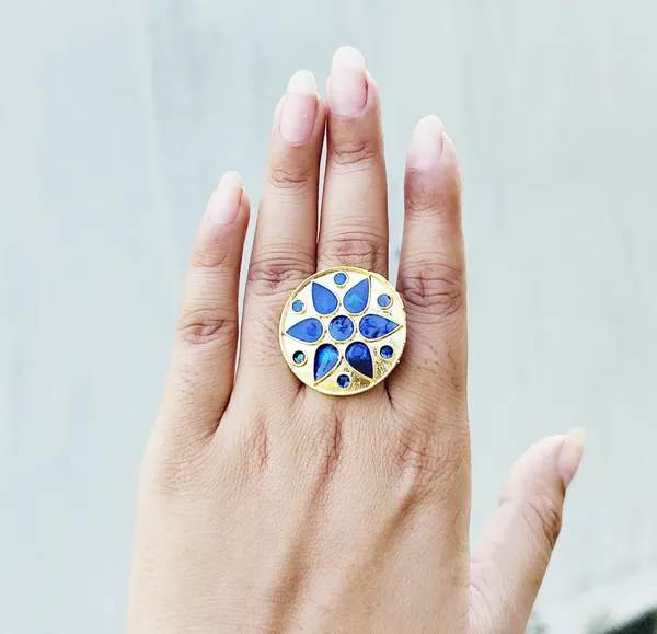 (Pack_Of_2)_Assamese_Traditional_Blue_Meenakari_Japi_Finger_Ring