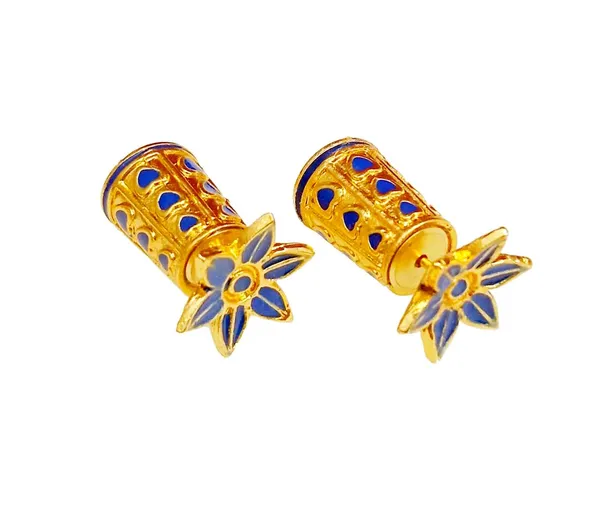 Assamese_Traditional_Blue_Meenakari_Thuriya_Earring_Set