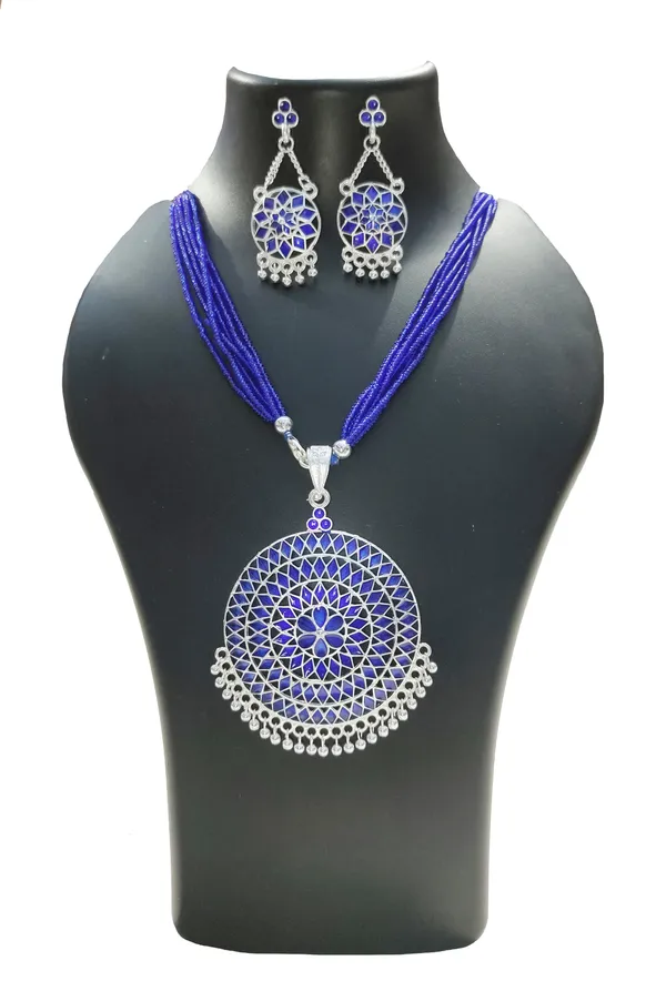 Assamese_Traditional_Blue_Silver_Meenakari_Japi_Jewellery_Set