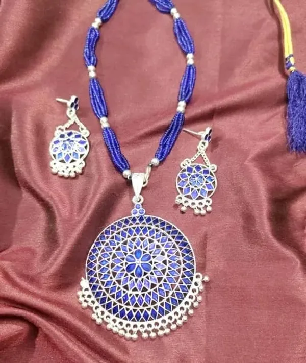 Assamese_Traditional_Blue_Silver_Meenakari_Japi_Jewellery_Set