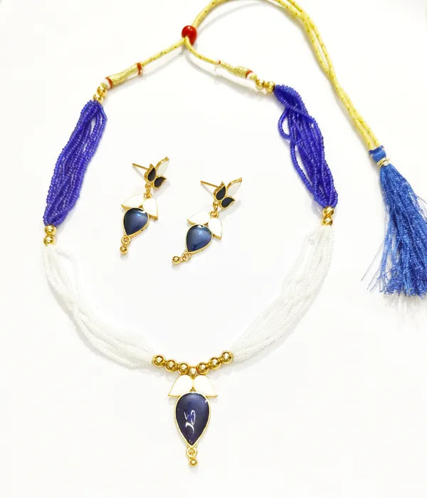 Assamese_Traditional_Blue_White_Meenakari_Jewellery_Set