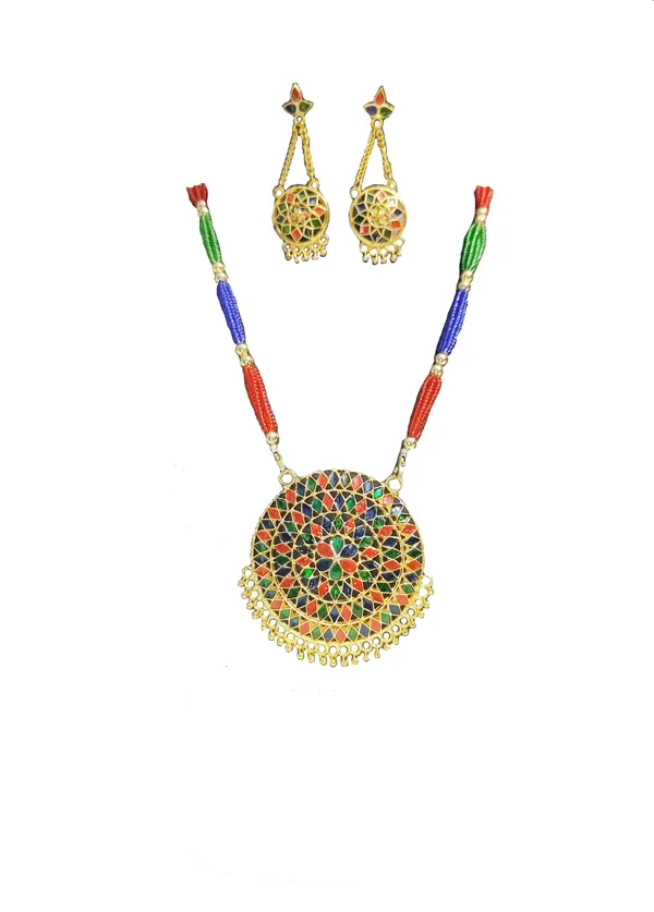 Assamese_Traditional_Gold_Plated_Blue_Nike_Multicolour_Meenakari_Japi_Jewellery_Set