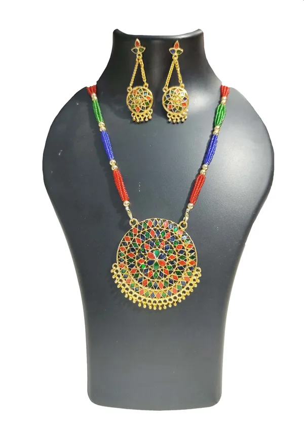 Assamese_Traditional_Gold_Plated_Blue_Nike_Multicolour_Meenakari_Japi_Jewellery_Set