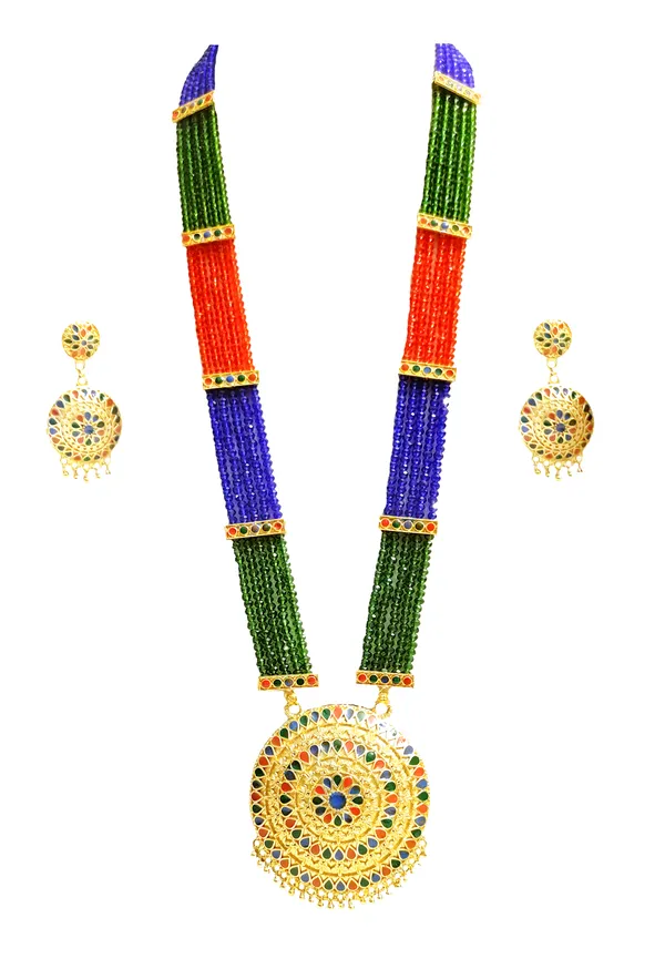 Assamese_Traditional_Copper_Based_Gold_Plated_Double_Naka_Multicolor_Meenakari_Japi_Tassel_Jewellery_Set_For_Women_&_Girls