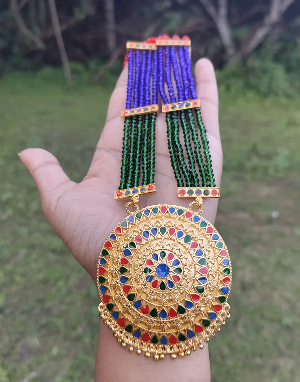 Assamese_Traditional_Copper_Based_Gold_Plated_Double_Naka_Multicolor_Meenakari_Japi_Tassel_Jewellery_Set_For_Women_&_Girls