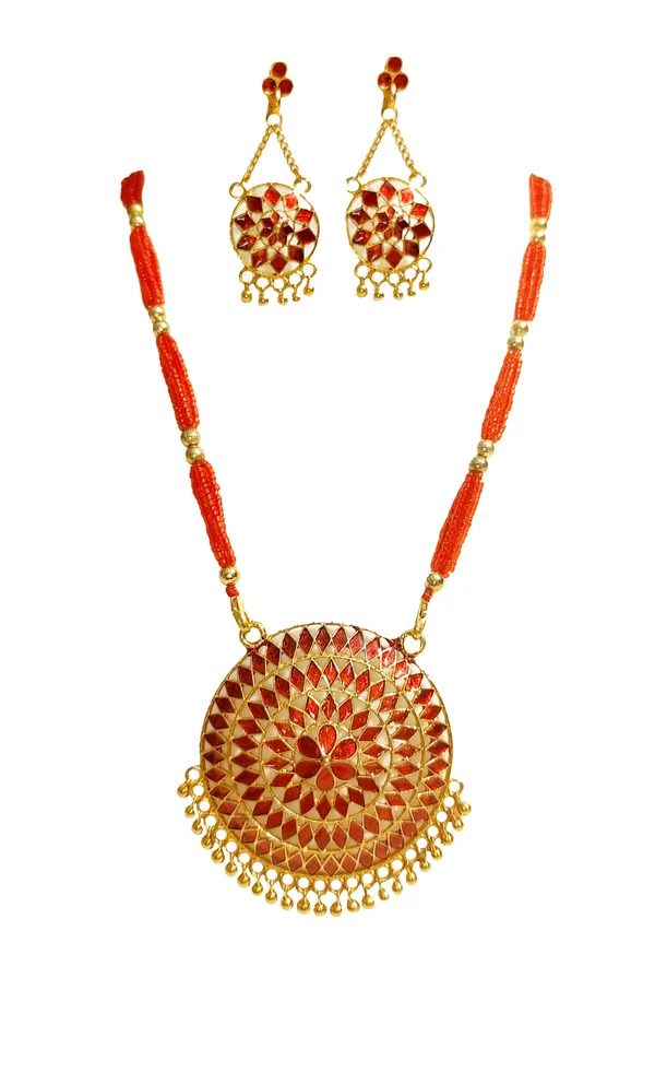 Assamese_Traditional_Double_Naka_Red_Meenakari_Japi_Jewellery_Set