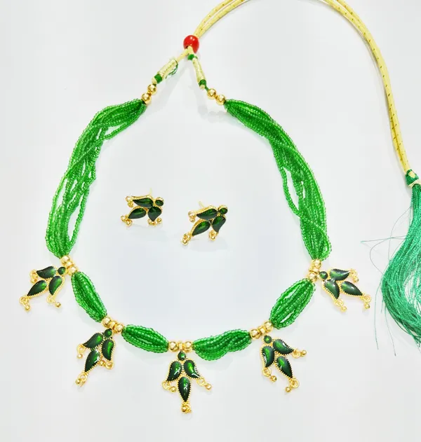 Assamese_Traditional_Gold_Plated_Green_Meenakari_Golpata_Necklace_Set_For_Women_&_Girls