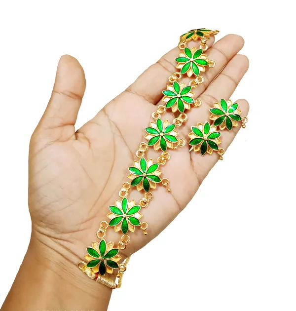 Assamese_Traditional_Green_Meenakari_Golpata_Jewellery_Set