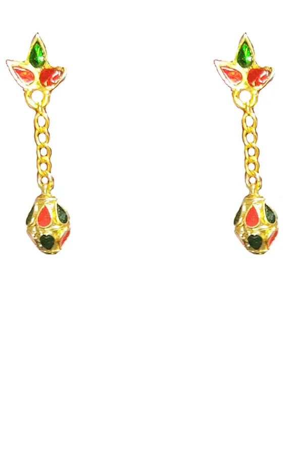 (Pack_Of_2)_Assamese_Traditional_Red_Green_Meenakari_Earring_Set