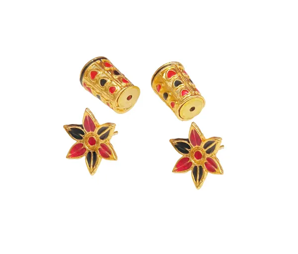 Assamese_Traditional_Red_Black_Meenakari_Thuriya_Earring_Set
