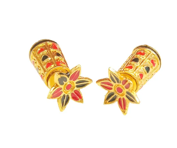 Assamese_Traditional_Red_Black_Meenakari_Thuriya_Earring_Set