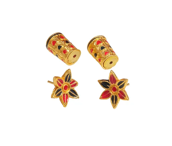 Assamese_Traditional_Red_Black_Meenakari_Thuriya_Earring_Set