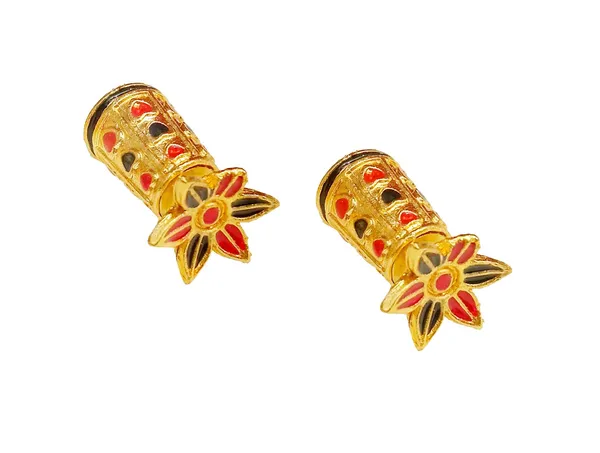 Assamese_Traditional_Red_Black_Meenakari_Thuriya_Earring_Set