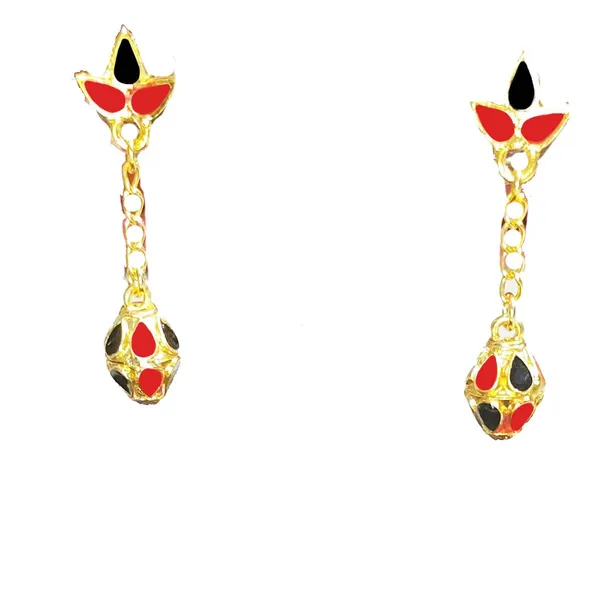 (Pack_Of_2)_Assamese_Traditional_Red_Black_Meenakari_Earring_Set