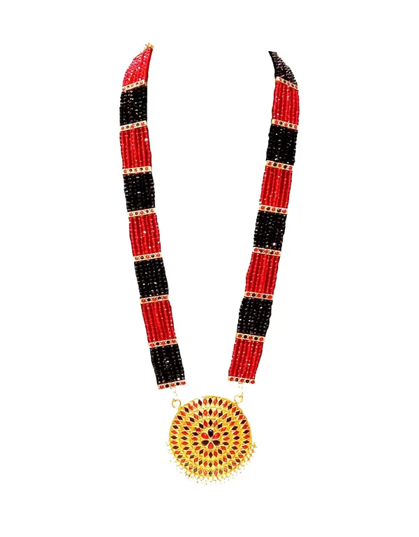 Assamese_Traditional_Gold_Plated_Red_Black_Meenakari_Japi_Tassel_Jewellery_Set_For_Women
