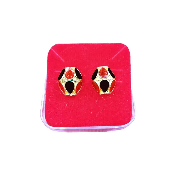 (Pack_Of_2)_Assamese_Traditional_Red_Black_Meenakari_Top_Earring_Set