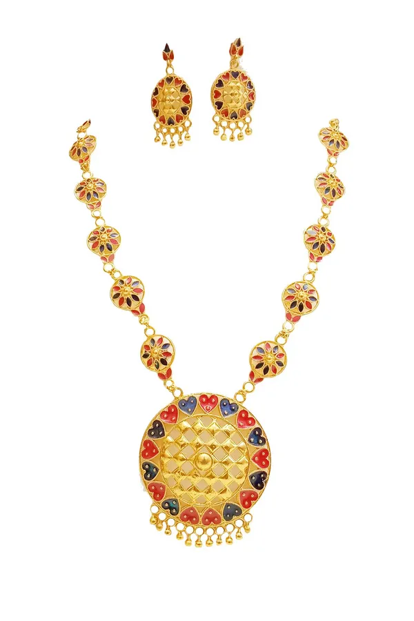 Assamese_Traditional_Gold_Plated_Red_Blue_Meenakari_Japi_Jewellery_Set_For_Women