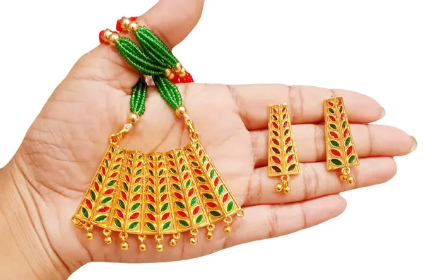 Assamese_Traditional_Red_Green_Meenakari_Jewellery_Set