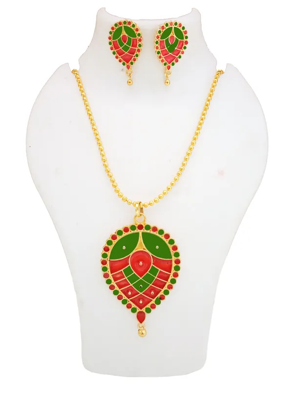 Assamese_Traditional_Gold_Plated_Red_Green_Meenakari_Dugdugi_Chain_Jewellery_Set_For_Women