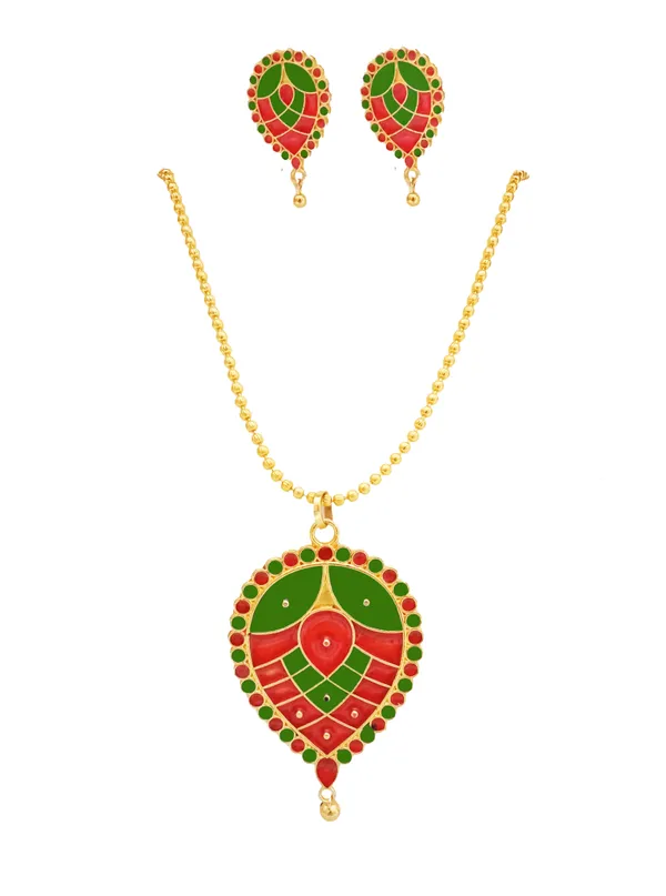 Assamese_Traditional_Gold_Plated_Red_Green_Meenakari_Dugdugi_Chain_Jewellery_Set_For_Women
