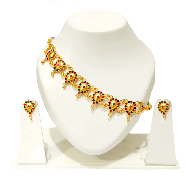 Assamese_Traditional_Red_Green_Meenakari_Golpata_Jewellery_Set