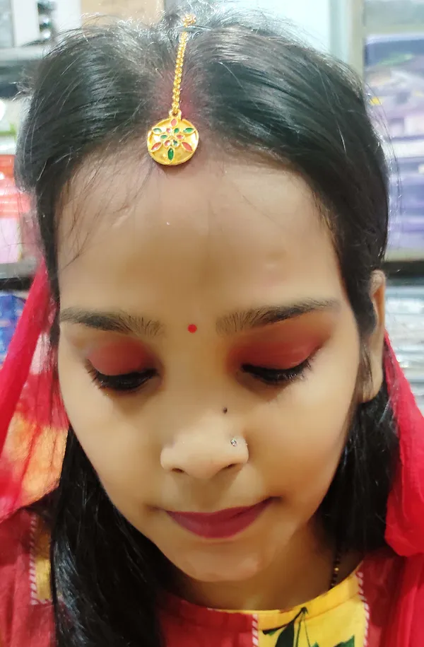 (Pack_Of_2)_Assamese_Traditional_Gold_Plated_Red_Green_Meenakari_Maang_Tikka_For_Women