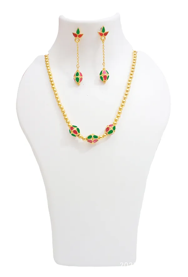 Assamese_Traditional_Red_Green_Meenakari_Moni_Mala_Jewellery_Set