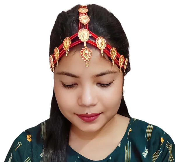 Assamese_Traditional_Red_Meenakari_Dugdugi_Maang_Tikka_Hatya_Nritya_Mathapati