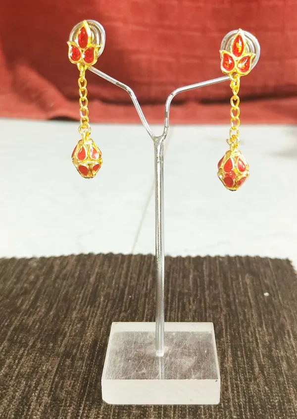 (Pack_Of_2)_Assamese_Traditional_Red_Meenakari_Earring_Set
