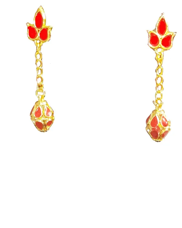(Pack_Of_2)_Assamese_Traditional_Red_Meenakari_Earring_Set
