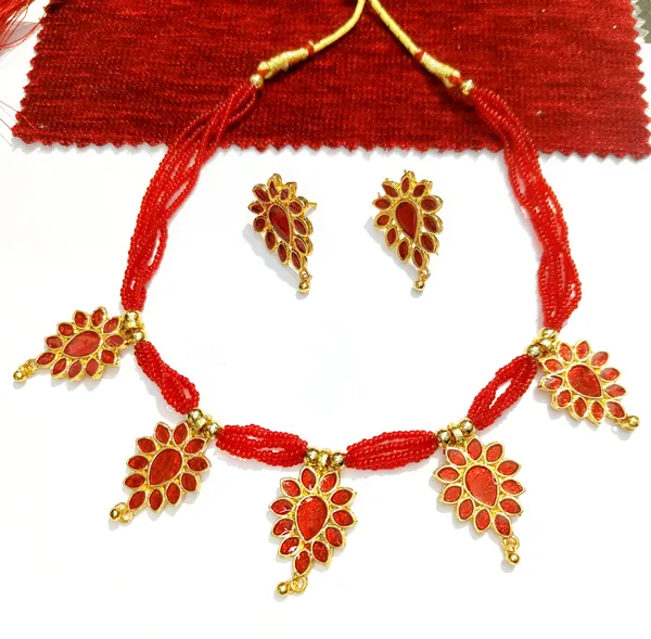 Assamese_Traditional_Red_Meenakari_Golpata_Jewellery_Set