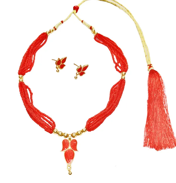 Assamese_Traditional_Red_Meenakari_Jewellery_Set