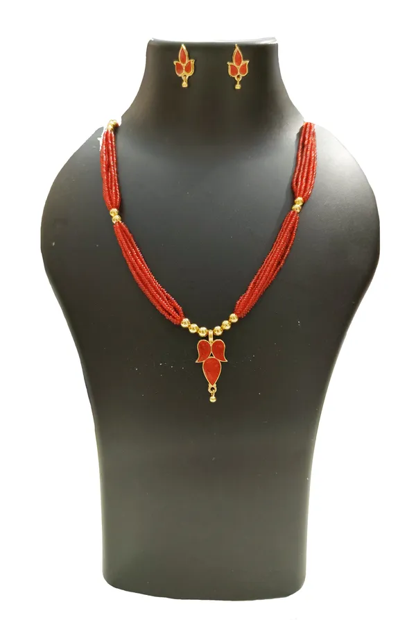 Assamese_Traditional_Red_Meenakari_Jewellery_Set