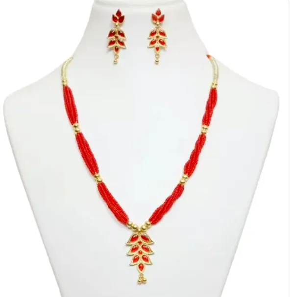 Assamese_Traditional_Red_Meenakari_Jewellery_Set