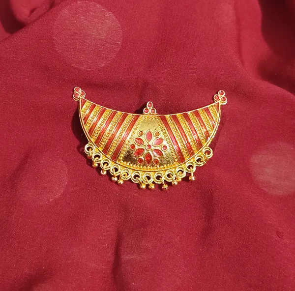 (Pack_Of_2)_Assamese_Traditional_Red_Meenakari_Junbiri_Brooch_Pin