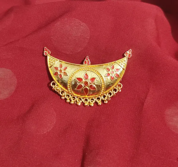 (Pack_Of_2)_Assamese_Traditional_Gold_Plated_Red_Meenakari_Junbiri_Brooch_Pin_For_Women_&_Girls