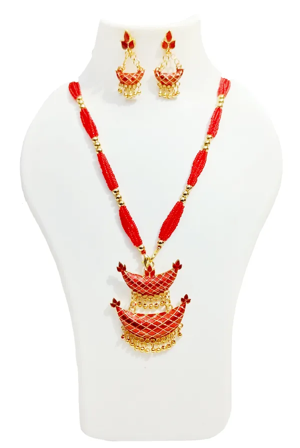 Assamese_Traditional_Gold_Plated_Red_Meenakari_Junbiri_Jewellery_Set_For_Women_&_Girls