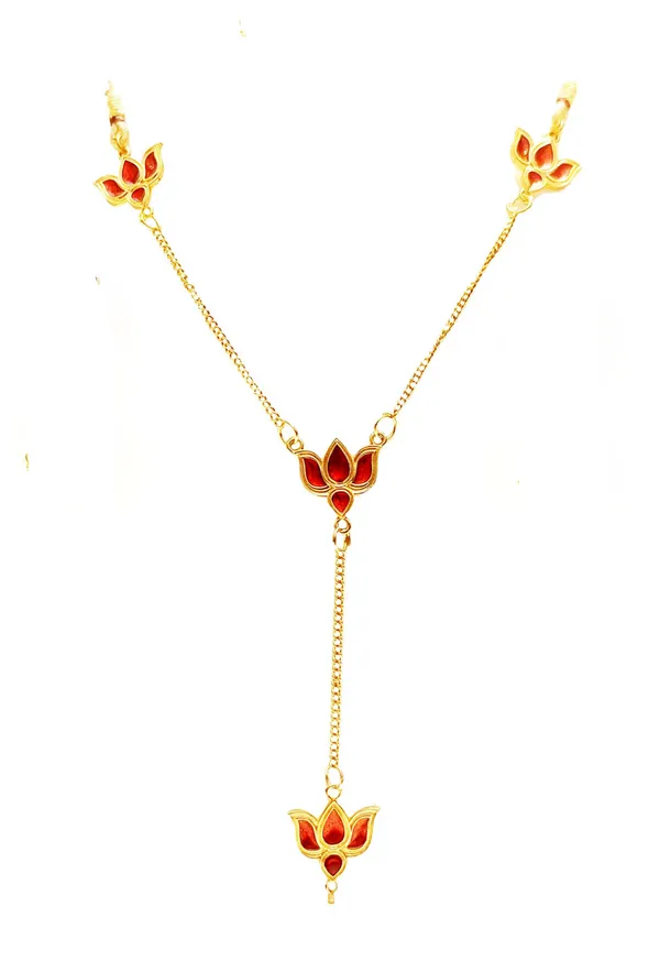 Assamese_Traditional_Red_Meenakari_Lotus_Jewellery_Set