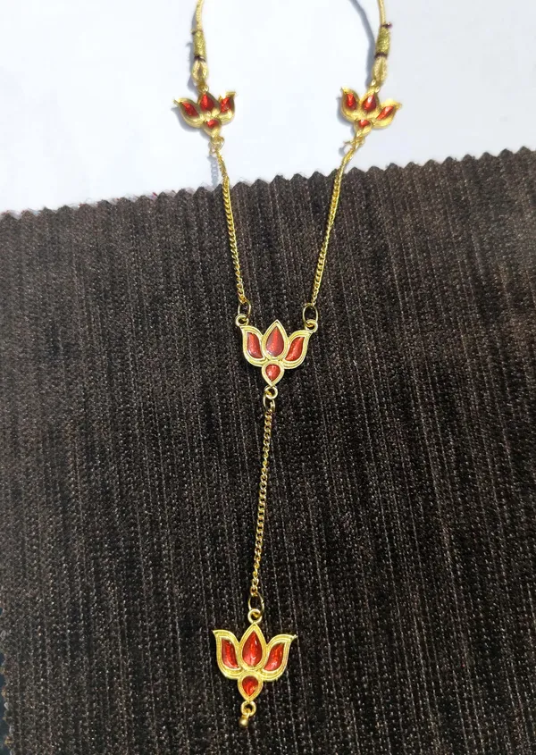 Assamese_Traditional_Red_Meenakari_Lotus_Jewellery_Set