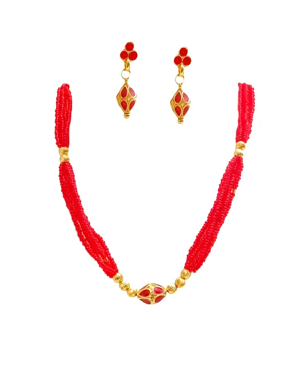 Assamese_Traditional_Copper_Based_Gold_Plated_Red_Meenakari_Monimala_Tassel_Necklace_Set_For_Women_&_Girls