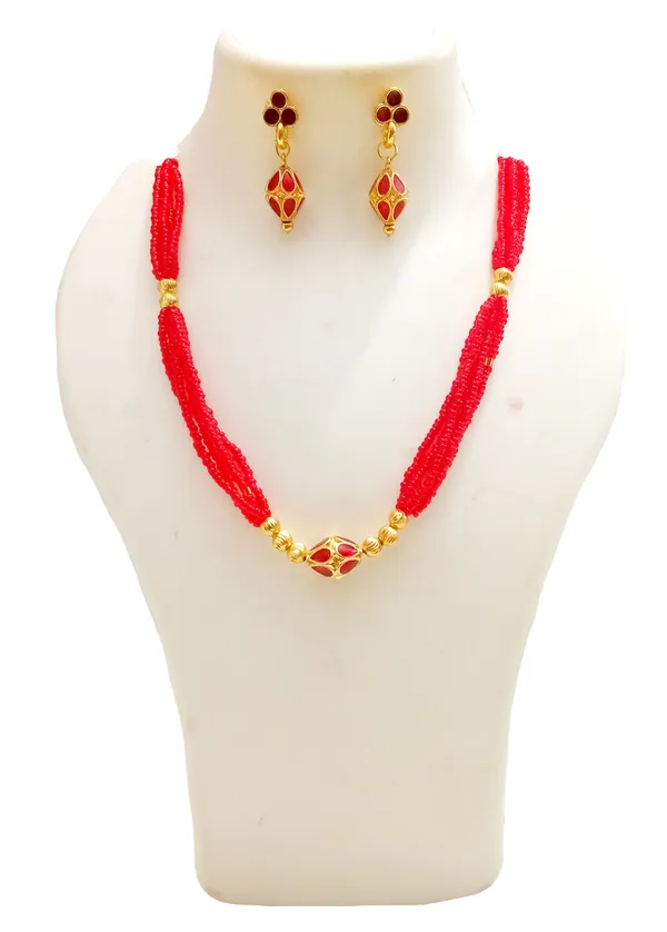 Assamese_Traditional_Copper_Based_Gold_Plated_Red_Meenakari_Monimala_Tassel_Necklace_Set_For_Women_&_Girls